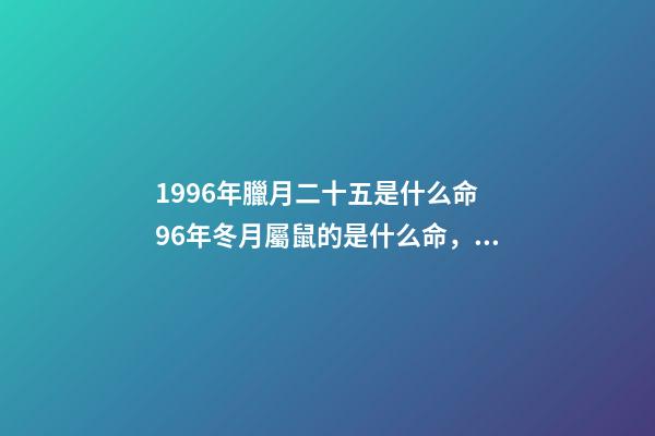 1996年臘月二十五是什么命 96年冬月屬鼠的是什么命，93年的雞是什么命-第1張-觀點-玄機派